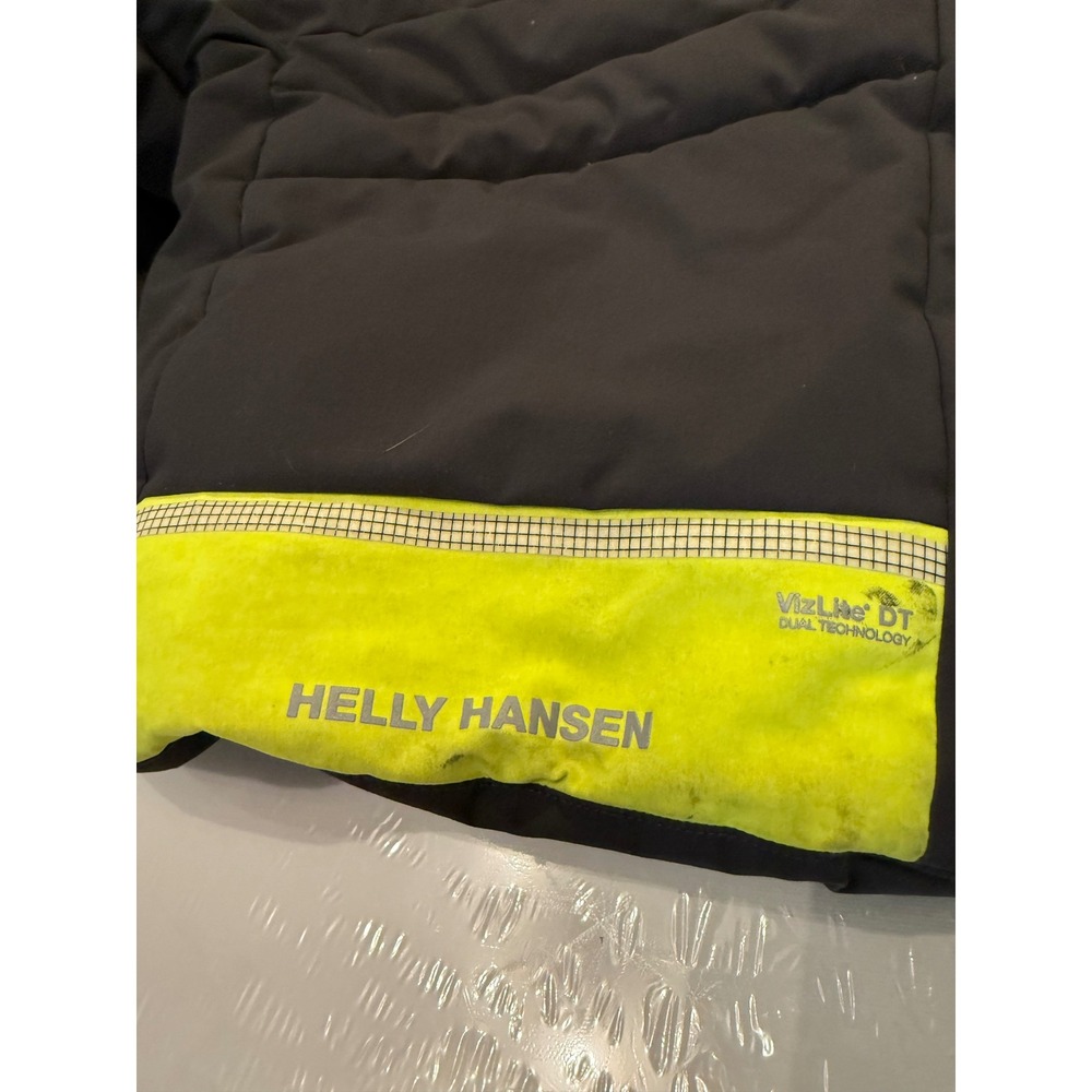 Helly Hansen Kids Ski Jacket Black Neon VizLite DT Reflective Winter Coat Hooded - Picture 7 of 12